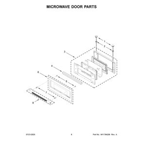 Microwave Door Parts Diagram and Parts List for KMBS730SBE00  KitchenAid Microwave