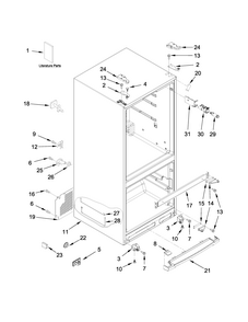 Cabinet Parts Diagram and Parts List for IX5BBEXDS00  Whirlpool Refrigerator