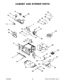 06 - Cabinet And Stirrer Parts Diagram and Parts List for JMW2430LL04  Whirlpool Microwave Oven Combo
