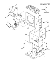 Air Flow And Control Diagram and Parts List for AD25J1  Whirlpool Dehumidifier