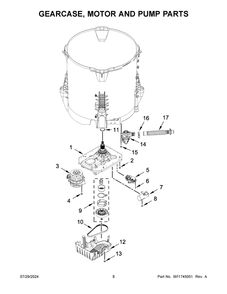 05 - Gearcase, Motor And Pump Parts Diagram and Parts List for WTW5015LW1  Whirlpool Washer