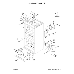 Cabinet Parts Diagram and Parts List for KRFF577KBS05  KitchenAid Refrigerator