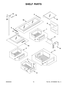 Shelf Parts Diagram and Parts List for KBFN506EPA05  KitchenAid Refrigerator