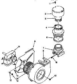 Blower Parts Diagram and Parts List for KUDI23BWH0  KitchenAid Dishwasher