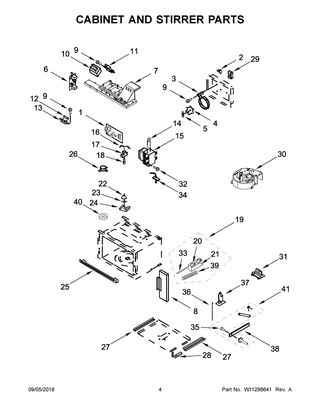 Cabinet And Stirrer Parts Diagram and Parts List for KOCE507EBS04  Whirlpool Microwave Oven Combo