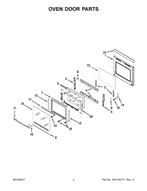 03 - OVEN DOOR PARTS Diagram and Parts List for JMW2427WS03  Whirlpool Microwave
