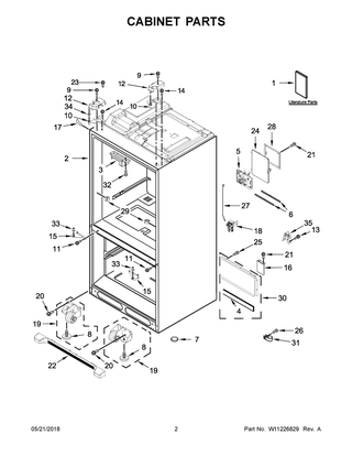 Cabinet Parts Diagram and Parts List for KRFF507HWH00  Whirlpool Refrigerator