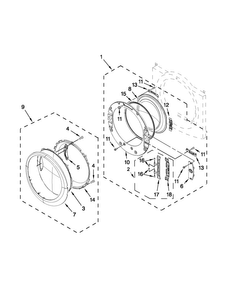 Door Parts Diagram and Parts List for WGD94HEAW2  Whirlpool Dryer