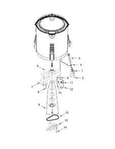 Gearcase, Motor And Pump Parts Diagram and Parts List for 7MWTW1801BQ1  Whirlpool Washer