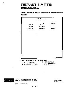 Front Cover Diagram and Parts List for F6508*0  Roper Range