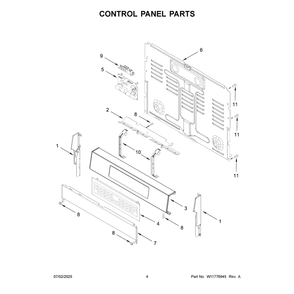 Control Panel Parts Diagram and Parts List for KFGS530SPS0  KitchenAid Range
