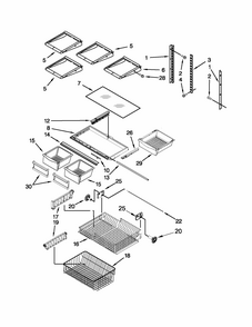 Shelf Parts Diagram and Parts List for 59669972013  Kenmore Refrigerator