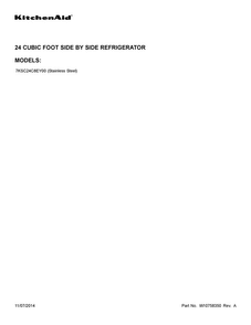 Cover Sheet Diagram and Parts List for 7KSC24C8EY00  KitchenAid Refrigerator