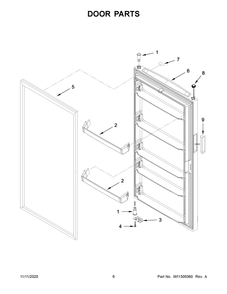 Door Parts Diagram and Parts List for AZF33X18DW04  Whirlpool Refrigerator