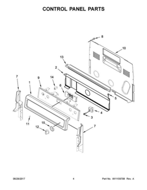 03 - Control Panel Parts Diagram and Parts List for YWFE745H0FE1  Whirlpool Range