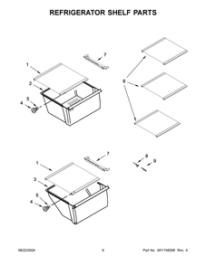 04 - Refrigerator Shelf Parts Diagram and Parts List for WRS312SNHM08  Whirlpool Refrigerator
