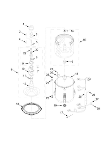 Basket And Tub Parts Diagram and Parts List for 11022102312  Kenmore Washer