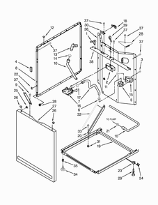 Washer Cabinet Parts Diagram and Parts List for 7MWGT3300EQ0  Whirlpool Washer Dryer Combo