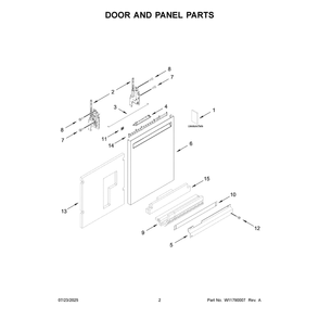 Door And Panel Parts Diagram and Parts List for KDFS424SPS0  KitchenAid Dishwasher