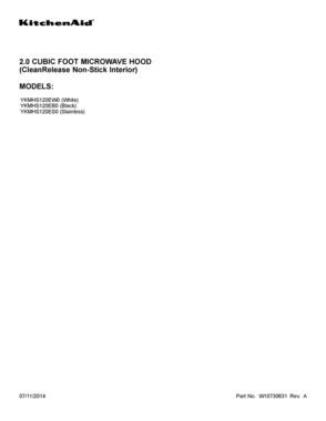 01 - COVER SHEET Diagram and Parts List for YKMHS120ES0  Whirlpool Microwave