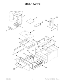 Shelf Parts Diagram and Parts List for WRX735SDHW10  Whirlpool Refrigerator