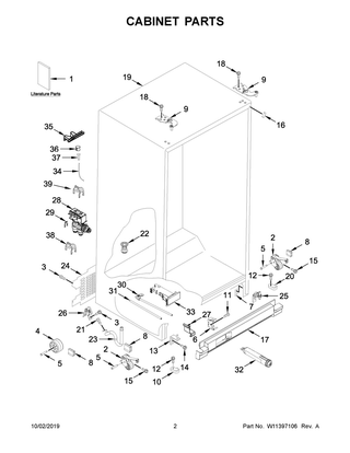 Cabinet Parts Diagram and Parts List for WRS315SDHZ03  Whirlpool Refrigerator