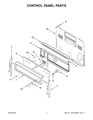 Control Panel Parts Diagram and Parts List for WFE770H0FZ2  Whirlpool Range