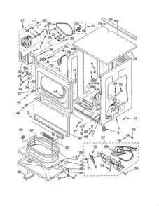 Upper Cabinet/front Panel Diagram and Parts List for 11072182103  Kenmore Dryer