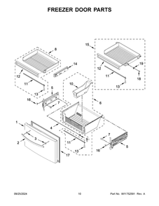 06 - Freezer Door Parts Diagram and Parts List for WRMF7736PV01  Whirlpool Refrigerator