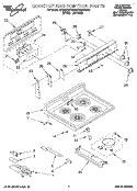COOKTOP AND CONTROL Diagram and Parts List for RF366BXDW0  Whirlpool Range