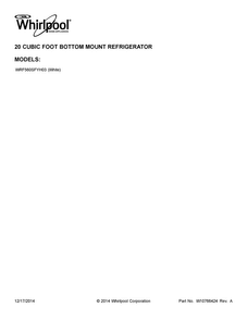 Cover Sheet Diagram and Parts List for WRF560SFYH03  Whirlpool Refrigerator