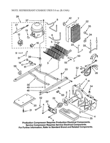 Unit Diagram and Parts List for KSRB25FKBL02  KitchenAid Refrigerator
