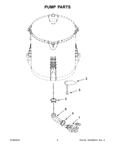 Pump Parts Diagram and Parts List for WTW7040DW1  Whirlpool Washer