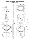 AGITATOR, BASKET AND TUB PARTS Diagram and Parts List for 1CWTW5505SQ0  Whirlpool Washer