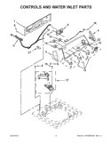 CONTROLS AND WATER INLET PARTS Diagram and Parts List for 7MWTW1606AW2  Whirlpool Washer