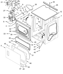 Upper Cabinet And Front Panel Parts Diagram and Parts List for MLE26PRLYW0  Whirlpool Dryer