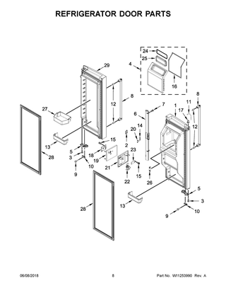 Refrigerator Door Parts Diagram and Parts List for KRFF507HPS00  Whirlpool Refrigerator