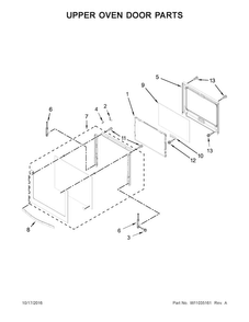 Upper Oven Door Parts Diagram and Parts List for WOD51EC0AS05  Whirlpool Wall Oven