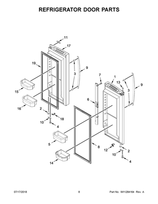 Refrigerator Door Parts Diagram and Parts List for WRF532SMHZ01  Whirlpool Refrigerator