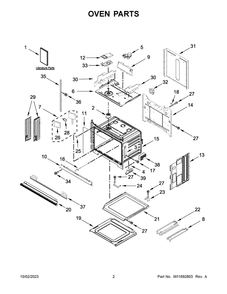 Oven Parts Diagram and Parts List for WOEC3030LS01  Whirlpool Microwave Oven Combo