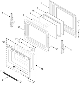 Door Parts Diagram and Parts List for YKFES530SPS0  Whirlpool Range