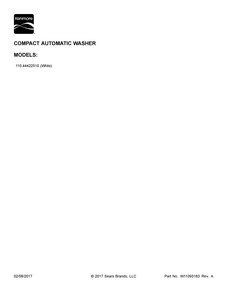 Cover Sheet Diagram and Parts List for 11044422610  Kenmore Washer