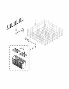 Lower Rack Parts Diagram and Parts List for IUD8100YS4  Whirlpool Dishwasher