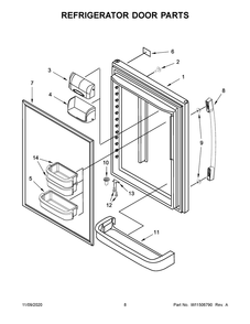Refrigerator Door Parts Diagram and Parts List for ABB1924BRM02  Whirlpool Refrigerator