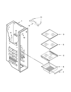 Freezer Liner Parts Diagram and Parts List for WRS321CDBM00  Whirlpool Refrigerator