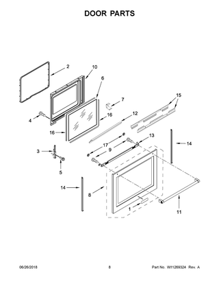 Door Parts Diagram and Parts List for KFEG500ESS3  Whirlpool Range