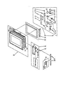Microwave Door And Latch Components Diagram and Parts List for RM975PXKN0  Whirlpool Microwave Oven Combo