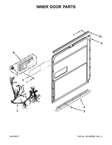 Inner Door Parts Diagram and Parts List for KDTE204EPA4  KitchenAid Dishwasher