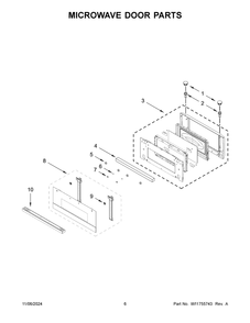04 - Microwave Door Parts Diagram and Parts List for JMC2430LM01  Whirlpool Microwave