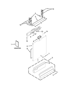 Door And Panel Parts Diagram and Parts List for KUDC10IXBL9  KitchenAid Dishwasher